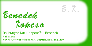 benedek kopcso business card